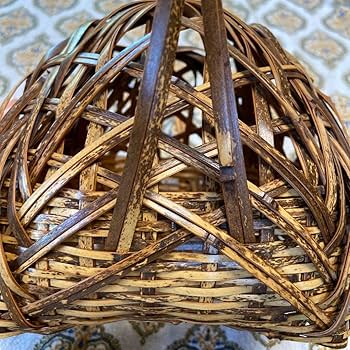 Amazon.co.jp: 竹真斉 手付き花籠 花器 カゴインテリア 竹細工